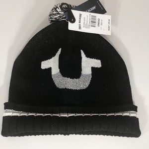 NWT True Religion Black & Silver Watch Cap